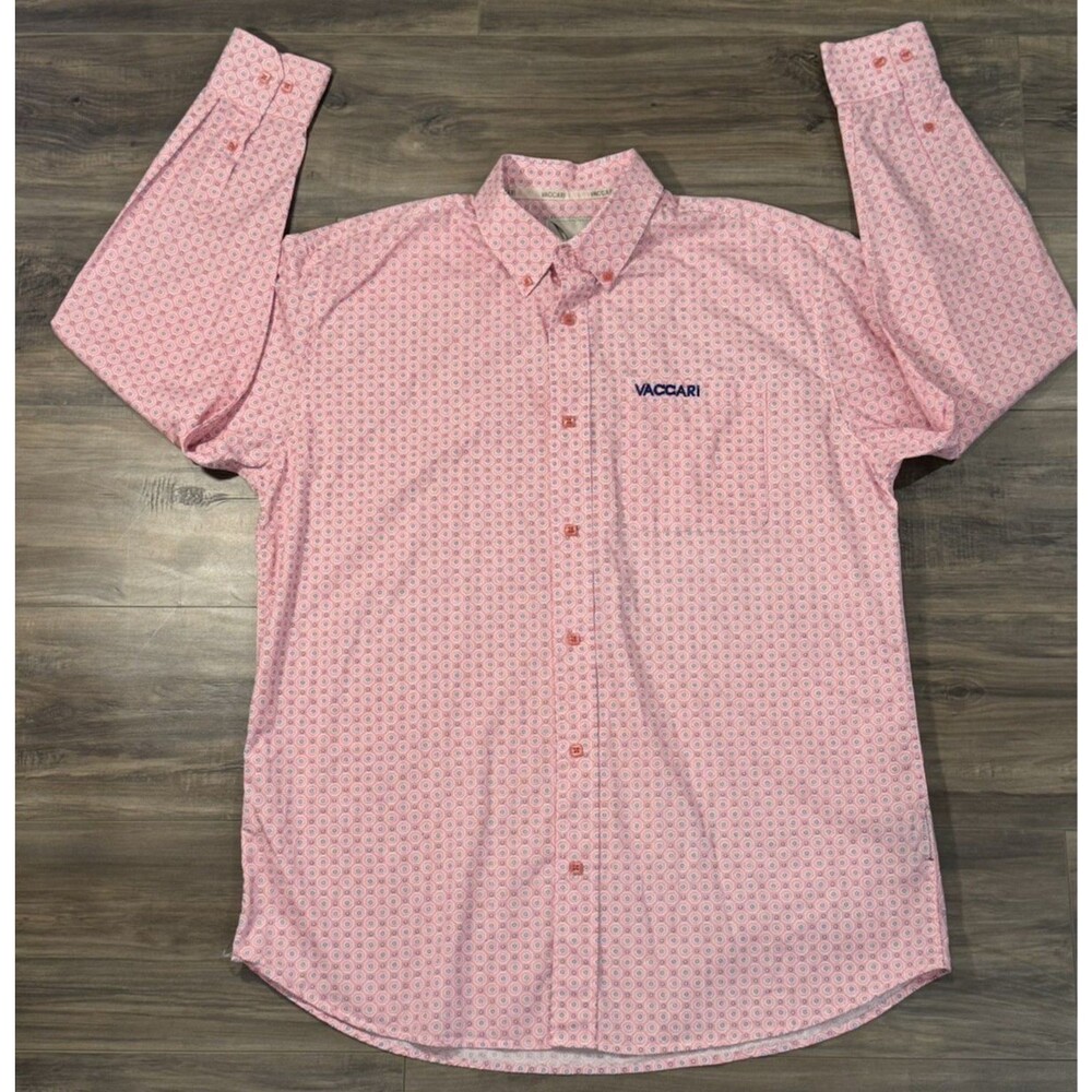 VACCARI Mens M 100% Cotton Long Sleeve Western Cowboy Shirt